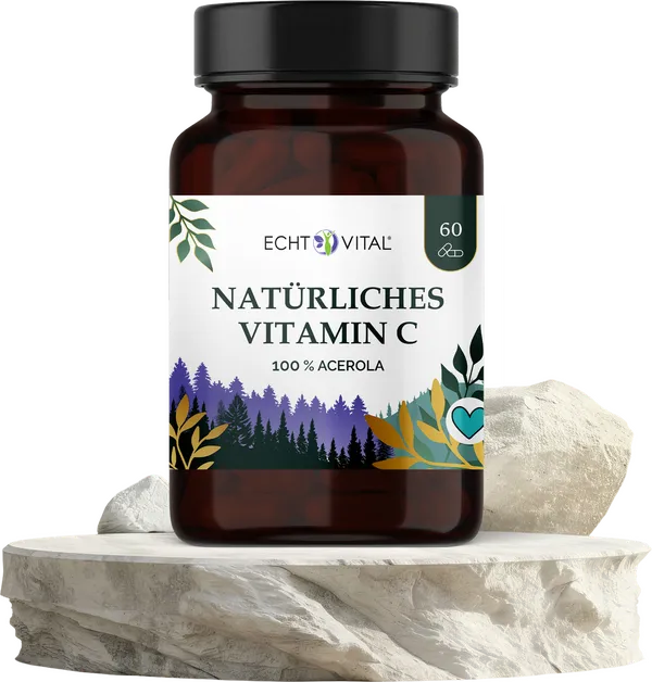 Vitamin C Kapseln aus Acerola – Originalpackung von Echt Vital
